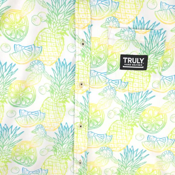 Truly Hard Seltzer Shirt Mens S Fruit Print Performance Button Up Short Sleeve - Picture 3 of 9